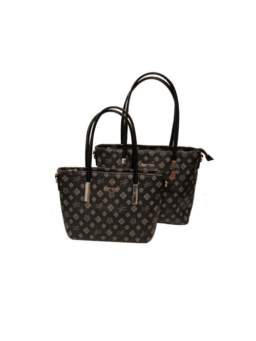 Borsa tote nera da donna con tracolla