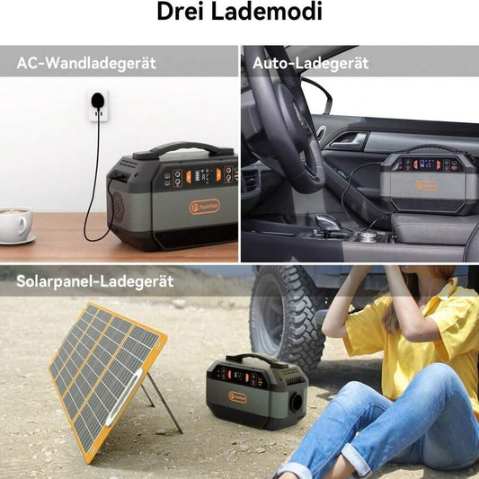 Generatore solare con batteria portatile Flashfish da 288,6 Wh/78000 mAh, alimentazione CA 330 W, potenza di picco 600 W, onda sinusoidale pura 230 V, 9 uscite, display LED