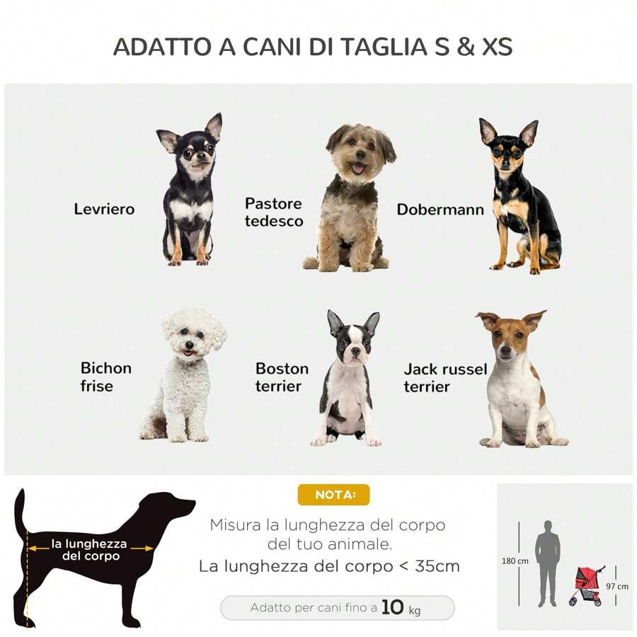PawHut Passeggino per Cani Carrello per Animali Domestici Carrello Carrozzina 75 x 45 x 97cm