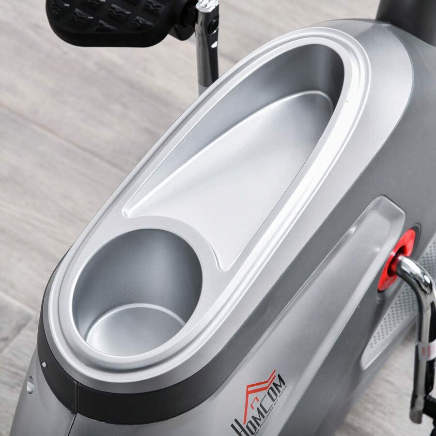 HOMCOM Cyclette Orizzontale con Schienale e Seduta Regolabile, Spin Bike Magnetica Professionale, Cyclette Cardio con 8 Resistenze e Monitor LCD