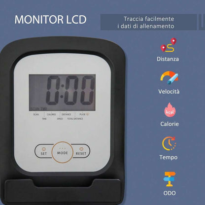 HOMCOM Cyclette Orizzontale Recumbent con 8 Livelli di Resistenza, Monitor LCD e Seduta Regolabile, in Acciaio e ABS, 122-137x62x103cm