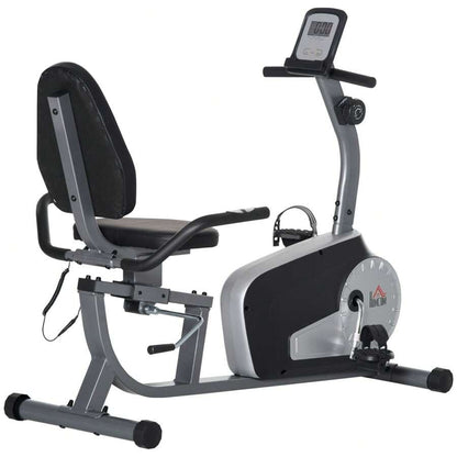 HOMCOM Cyclette Orizzontale Recumbent con 8 Livelli di Resistenza, Monitor LCD e Seduta Regolabile, in Acciaio e ABS, 122-137x62x103cm