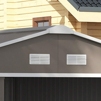 Outsunny Casetta da Giardino con Doppie Porte Scorrevoli e Tetto Inclinato, Capanno da Giardino in Acciaio e PP, 3.4x4x2 m, Grigio