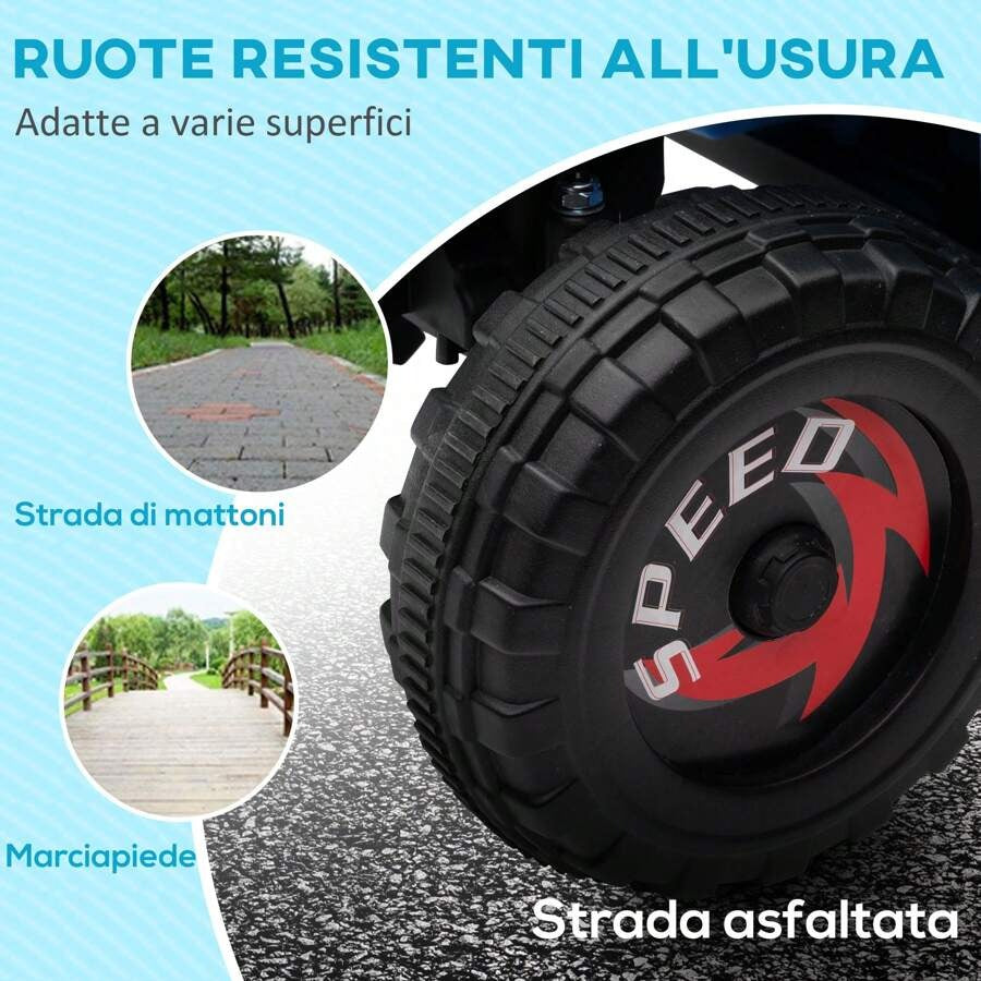 HOMCOM Quad per bambini da 18 a 36 mesi in PP e metallo con ruote resistenti e velocità massima di 2,5 km/h, dimensioni 70x41,5x48,5 cm