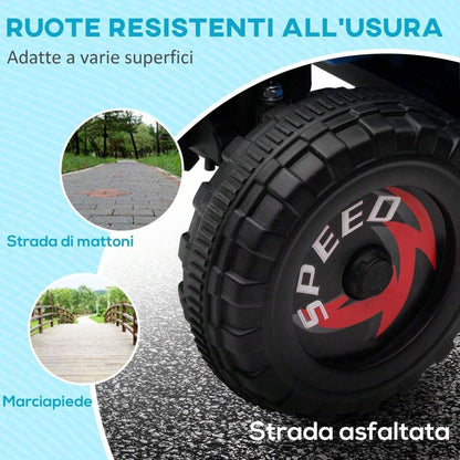 HOMCOM Quad per bambini da 18 a 36 mesi in PP e metallo con ruote resistenti e velocità massima di 2,5 km/h, dimensioni 70x41,5x48,5 cm