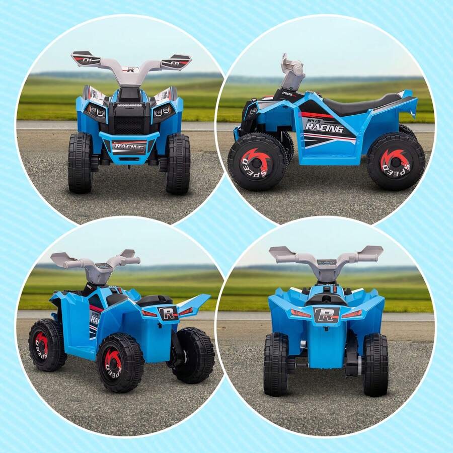 HOMCOM Quad per bambini da 18 a 36 mesi in PP e metallo con ruote resistenti e velocità massima di 2,5 km/h, dimensioni 70x41,5x48,5 cm