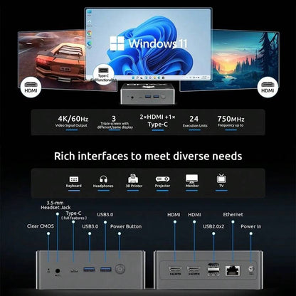 BMAX Mini PC BMAX B4 Plus / Windows 11 / Intel N100 / 16 GB DDR4 + 512 GB SSD / 2*H DMI 1*Type-C / Supporta grafica Intel UHD 4K a 60 Hz e 750 MHz
