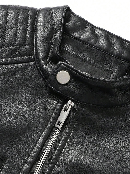 Giubbotto stile vintage da uomo con colletto a revers, vestibilità slim, lunghezza corta e look retrò, effetto invecchiato