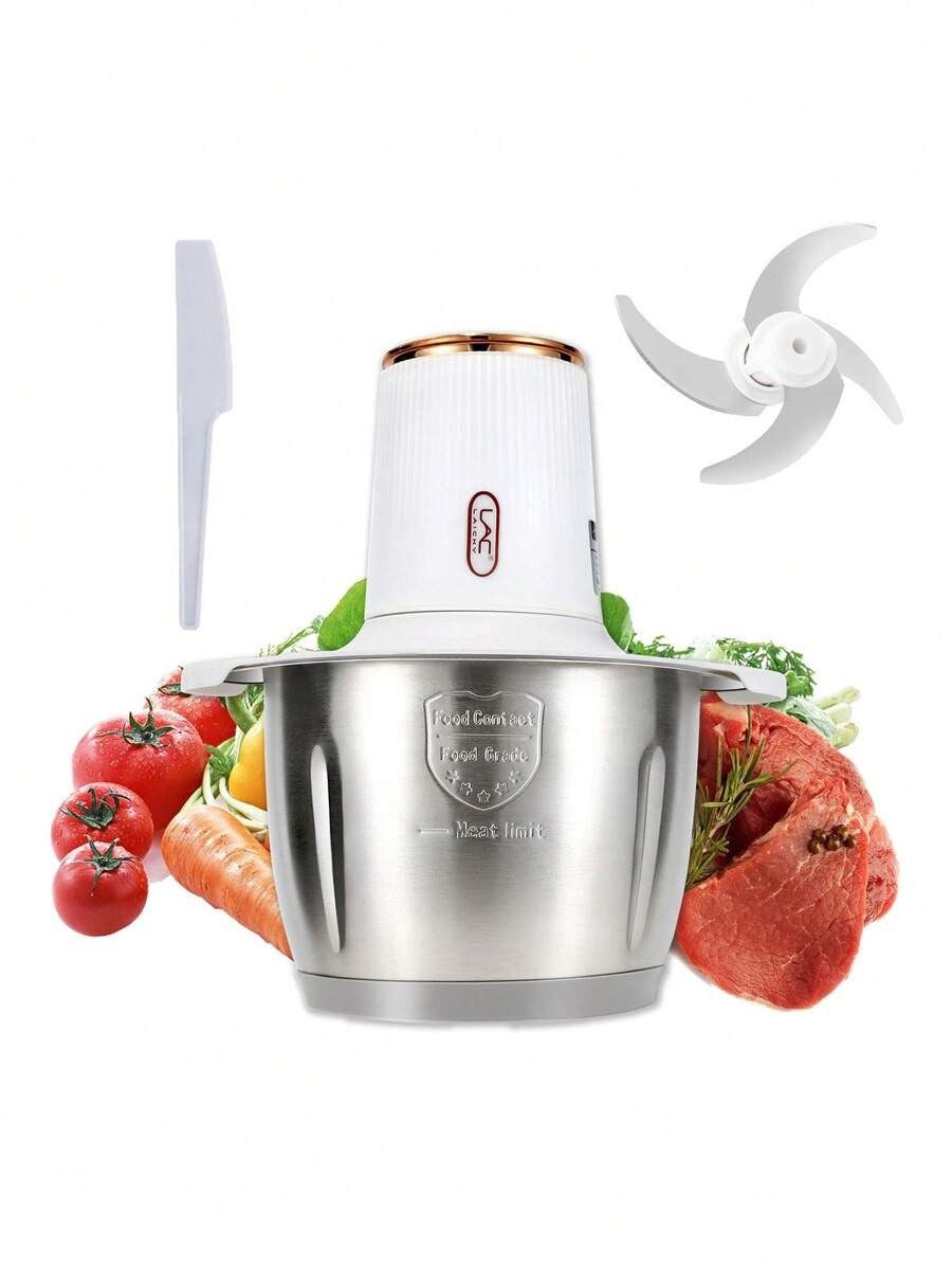 Tritacarne elettrico per uso domestico con capacità di 3L, dotato di dispositivo di blocco, facile da smontare e pulire, lama a 4 pale, e macinatura a doppia velocità per carne e aglio