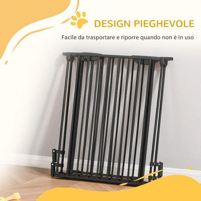 PawHut Cancellino per Cani Taglia Piccola e Media con Struttura Modulabile a 3 Pannelli, Box per Cani Pieghevole in Metallo e Plastica, 180x3x74.5 cm, Nero