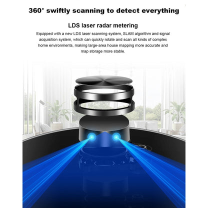 Robot aspirapolvere Liectroux X6, aspirazione 6500Pa, navigazione laser LDS, serbatoio dell'acqua da 235 ml, contenitore della polvere da 400 ml, 5 mappe memorizzate, batteria da 2600 mAh