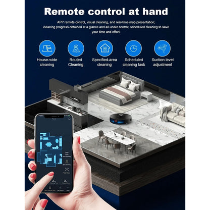 Robot aspirapolvere Liectroux X6, aspirazione 6500Pa, navigazione laser LDS, serbatoio dell'acqua da 235 ml, contenitore della polvere da 400 ml, 5 mappe memorizzate, batteria da 2600 mAh