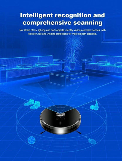 Robot aspirapolvere Liectroux X6, aspirazione 6500Pa, navigazione laser LDS, serbatoio dell'acqua da 235 ml, contenitore della polvere da 400 ml, 5 mappe memorizzate, batteria da 2600 mAh