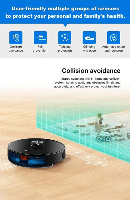 Robot aspirapolvere Liectroux X6, aspirazione 6500Pa, navigazione laser LDS, serbatoio dell'acqua da 235 ml, contenitore della polvere da 400 ml, 5 mappe memorizzate, batteria da 2600 mAh