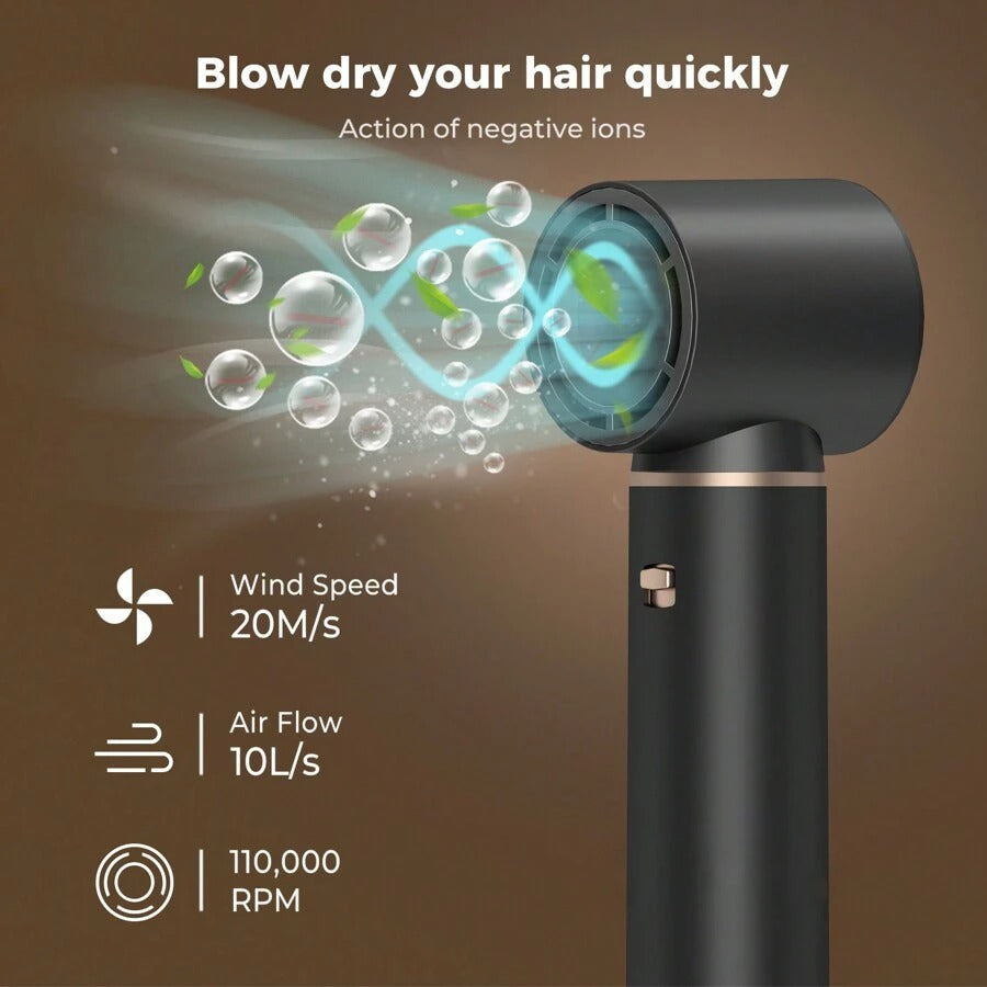 Asciugacapelli a spazzola 5 in 1 nero, set di spazzole ad aria calda rimovibili, set di strumenti per acconciature con ioni negativi, spazzola rotonda per lisciare i capelli con effetto volumizzante