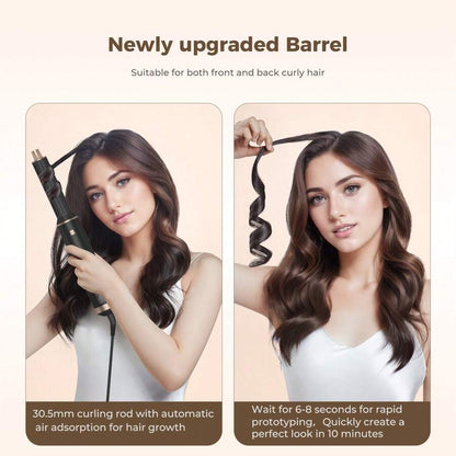 Asciugacapelli a spazzola 5 in 1 nero, set di spazzole ad aria calda rimovibili, set di strumenti per acconciature con ioni negativi, spazzola rotonda per lisciare i capelli con effetto volumizzante