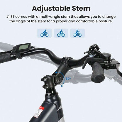Touroll J1 ST Bicicletta da turismo con motore da 250 W, ruote da 27,5 pollici, batteria da 561,6 Wh, autonomia di 100 km, freno a disco meccanico e freno elettrico (nero)