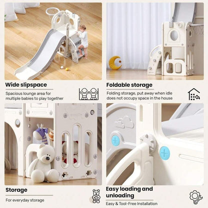 UBRAVOO Scivolo per bambini UBRAVOO, scivolo extra lungo per bambini con box, spazio di archiviazione e gradini antiscivolo, set da gioco per interni e per esterni