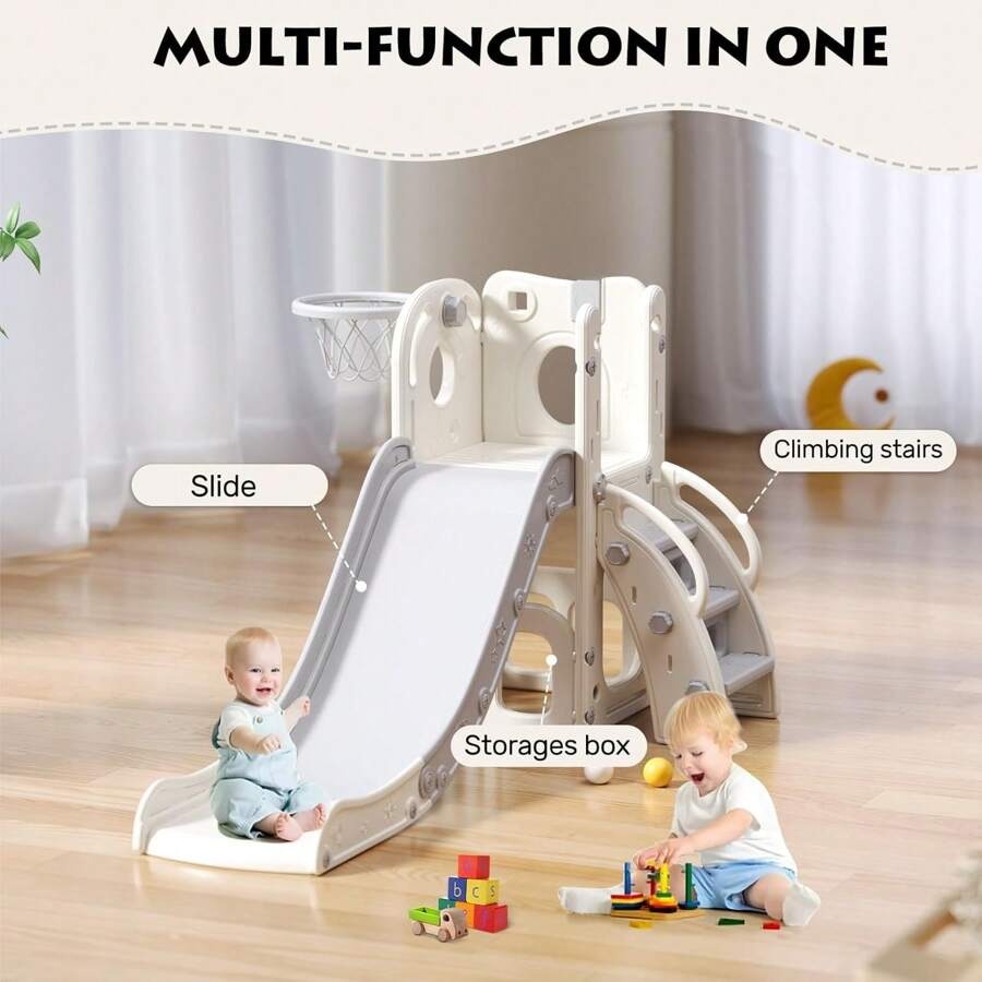 UBRAVOO Scivolo per bambini UBRAVOO, scivolo extra lungo per bambini con box, spazio di archiviazione e gradini antiscivolo, set da gioco per interni e per esterni