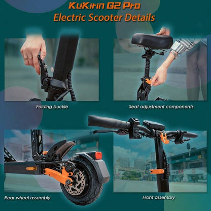 Kukirin Monopattino elettrico KuKirin G2 Pro versione 2024, motore brushless da 600 W, batteria da 48 V 15,6 Ah, pneumatici in gomma da 9 pollici, velocità massima 45 km/h, autonomia 58 km, doppi freni a disco