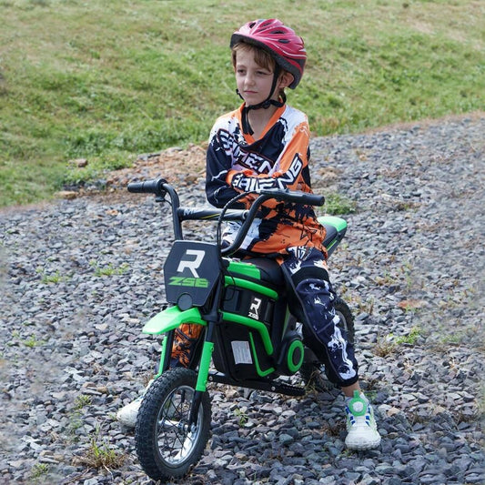 HOMCOM 24V Moto Elettrica per Bambini 8-12 Anni con Acceleratore Manuale, Moto da Cross per Bambini con Luci e Suoni, 2 Velocità 8-16km/h e Ruote 30.5cm