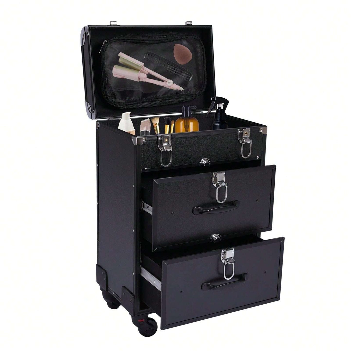 YUNRUX Valigetta per cosmetici, valigetta per trucchi, beauty case, valigetta per parrucchiere, organizer per trucchi, trolley, valigetta per trucchi con ruote, valigetta per unghie, valigetta per nail design