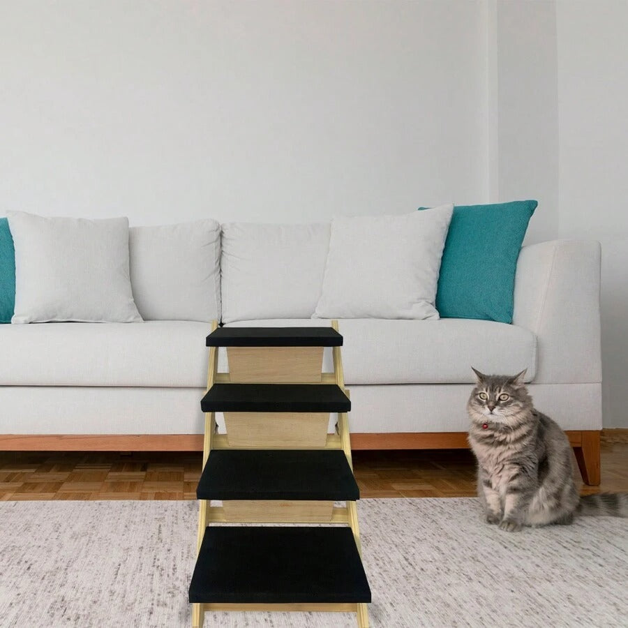 YUENFONG Rampa per cani 2 in 1, scala per animali domestici, scala per cani, pieghevole per gatti, cani grandi e piccoli, scala per animali in legno di pino