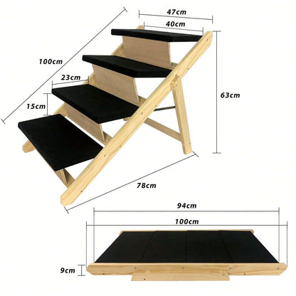 YUENFONG Rampa per cani 2 in 1, scala per animali domestici, scala per cani, pieghevole per gatti, cani grandi e piccoli, scala per animali in legno di pino