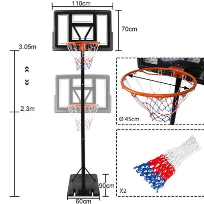 Froadp Froadp Canestro da Basket per Interni ed Esterni con Ruote, Portatile, Supporto da Basket Regolabile in Altezza, Riempibile con Acqua/Sabbia, Incluse Reti da Basket/Pompe Gonfiabili/Pallacanestro
