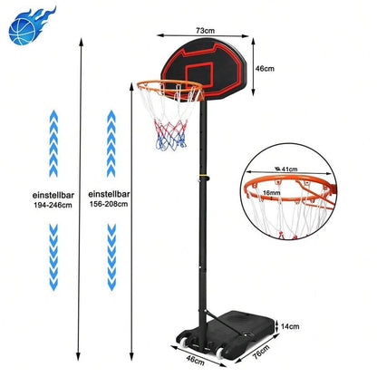 Froadp Froadp Canestro da Basket per Interni ed Esterni con Ruote, Portatile, Supporto da Basket Regolabile in Altezza, Riempibile con Acqua/Sabbia, Incluse Reti da Basket/Pompe Gonfiabili/Pallacanestro