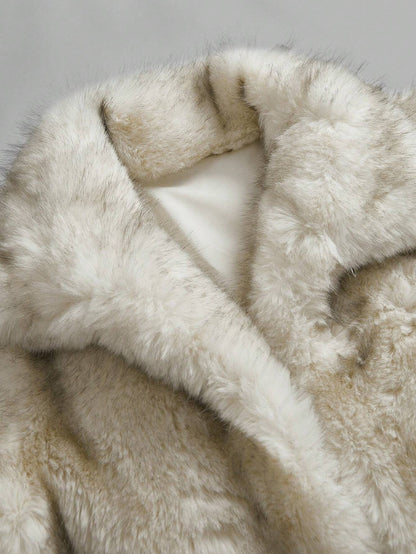 Anewsta Nuovo cappotto lungo in pelliccia di volpe finta alla moda, cappotto oversize in pelliccia di lusso per donne, stile elegante per l autunno e l inverno