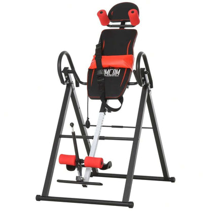HOMCOM Panca a Inversione con Angolazione e Altezza Regolabile e Poggiatesta, Panca Inversa in Acciaio e Plastica, 79x114x153 cm