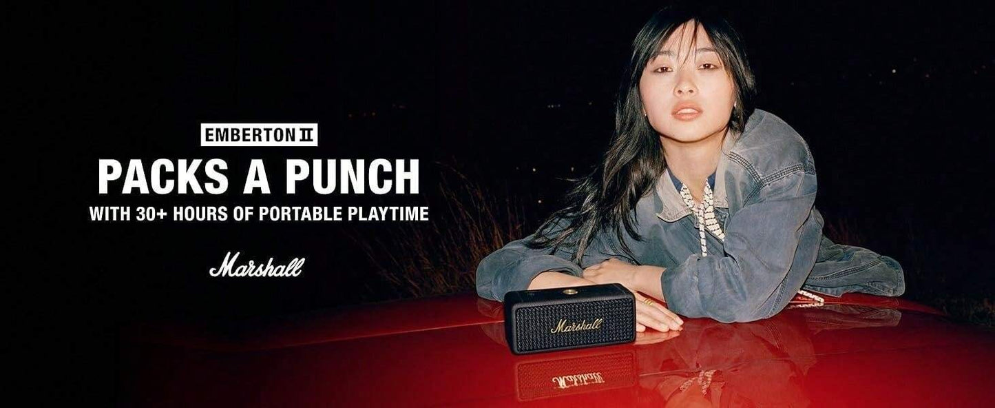 Marshall Altoparlante senza fili portatile Marshall Emberton II IP67 impermeabile con microfono vivavoce, Bluetooth, bassi per iOS/Android/PC, 30 ore di autonomia della batteria