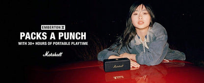 Marshall Altoparlante senza fili portatile Marshall Emberton II IP67 impermeabile con microfono vivavoce, Bluetooth, bassi per iOS/Android/PC, 30 ore di autonomia della batteria