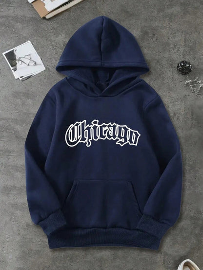 3 pezzi Felpe adolescenti con design casual con lettere cittadine, vestibilità morbida e ampia, adatte alla primavera e all'autunno