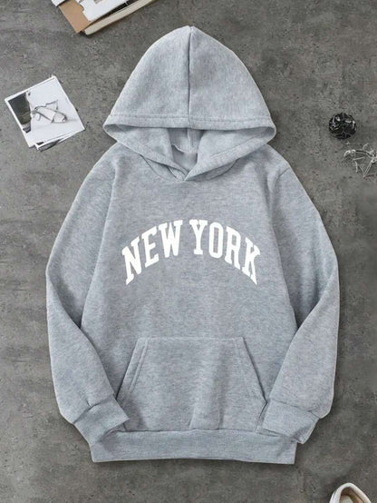 3 pezzi Felpe adolescenti con design casual con lettere cittadine, vestibilità morbida e ampia, adatte alla primavera e all'autunno