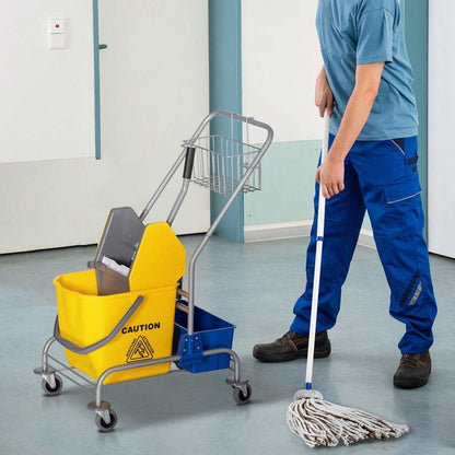 HOMCOM Carrello delle Pulizie Professionale Lavapavimento con Secchio 25L Ruote Strizzatore 72 * 49.5 * 95cm