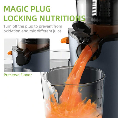 Spremiagrumi a freddo BioloMix con scivolo di alimentazione da 78 mm, 200 W 40-65 giri/min, motore potente, spremitore a masticazione lenta, adatto per frutta intera