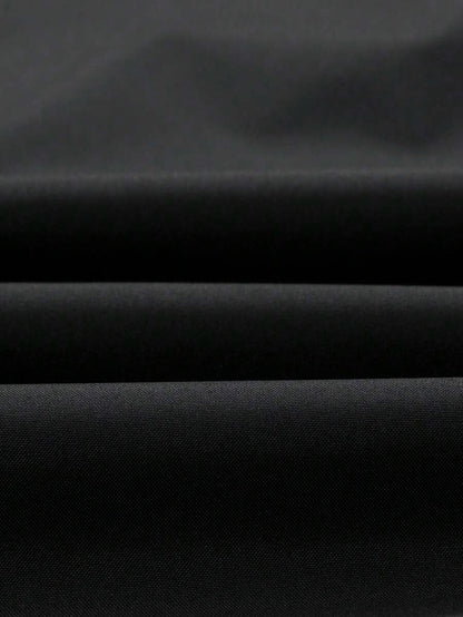 Giacca antivento a mezza chiusura lampo a prova d'acqua casual e versatile da uomo, leggera nera a fascia lunga per esterni, adatta come regalo per Friend, Husband, Boyfriend