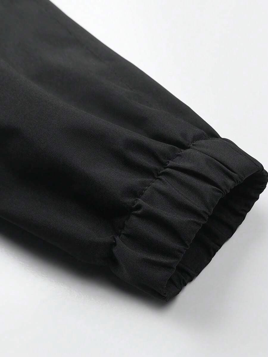 Giacca antivento a mezza chiusura lampo a prova d'acqua casual e versatile da uomo, leggera nera a fascia lunga per esterni, adatta come regalo per Friend, Husband, Boyfriend