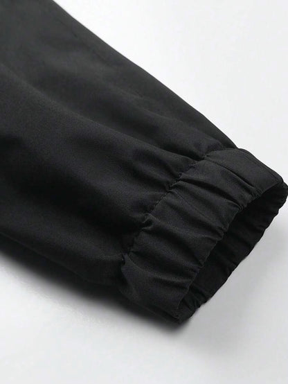 Giacca antivento a mezza chiusura lampo a prova d'acqua casual e versatile da uomo, leggera nera a fascia lunga per esterni, adatta come regalo per Friend, Husband, Boyfriend