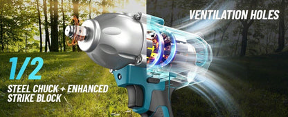 SEESII Seesii avvitatore a batteria, avvitatore ad alta coppia di 800N.m, pistola ad impatto da 580Ft-lbs 1/2 pollici con una batteria da 4.0Ah, caricabatterie e 6 bussole