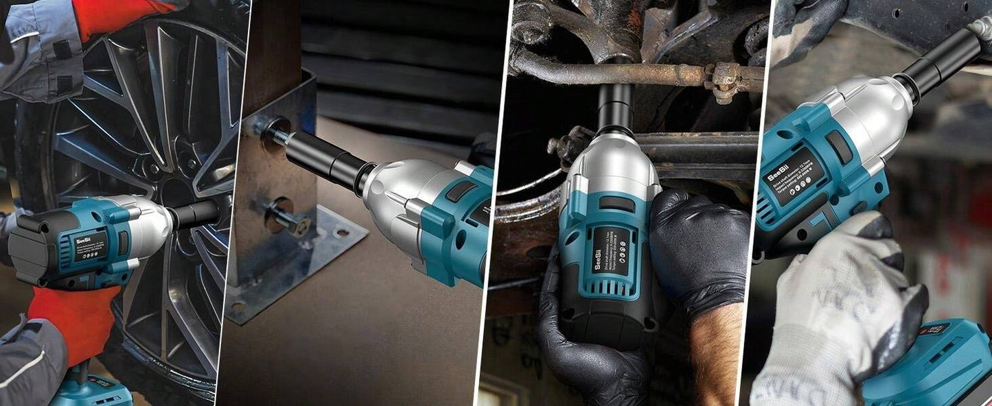 SEESII Seesii avvitatore a batteria, avvitatore ad alta coppia di 800N.m, pistola ad impatto da 580Ft-lbs 1/2 pollici con una batteria da 4.0Ah, caricabatterie e 6 bussole