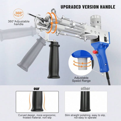 Pistola per trapuntatura, Set pistola per trapuntatura, Pistola per trapuntatura a pelo tagliato, Pistola per trapuntatura per tappeti, Pistola per trapuntatura per tappeti ad alta velocità, 5-45 punti/sec.
