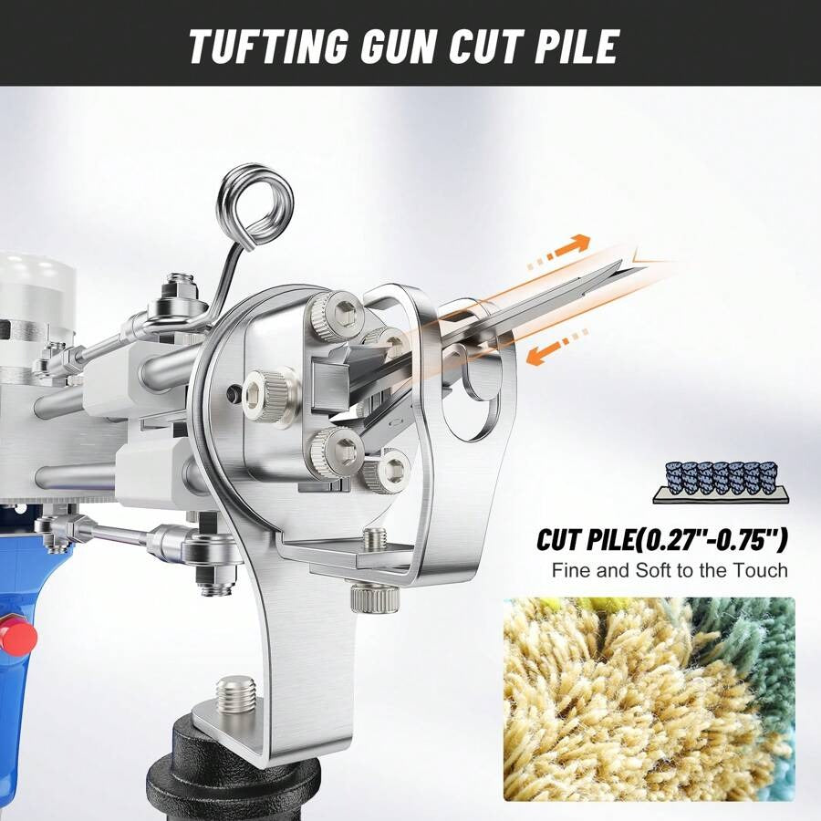 Pistola per trapuntatura, Set pistola per trapuntatura, Pistola per trapuntatura a pelo tagliato, Pistola per trapuntatura per tappeti, Pistola per trapuntatura per tappeti ad alta velocità, 5-45 punti/sec.
