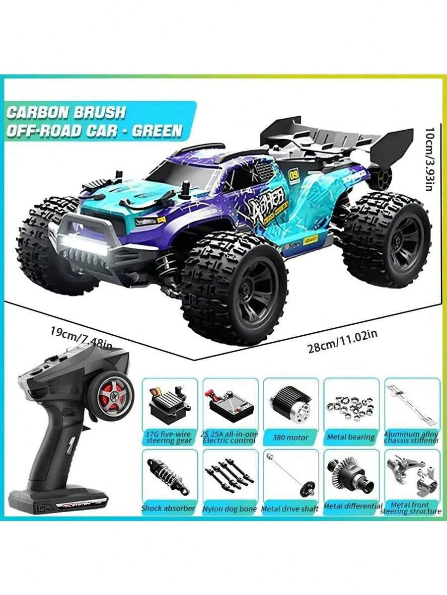1:16 Scala Automobile da Stunt Telecomandato 4WD con LED, Drift ad Alta Velocità su Terreni Impegnativi, Veicolo RC 4x4 da Fuoristrada, Regalo di Natale