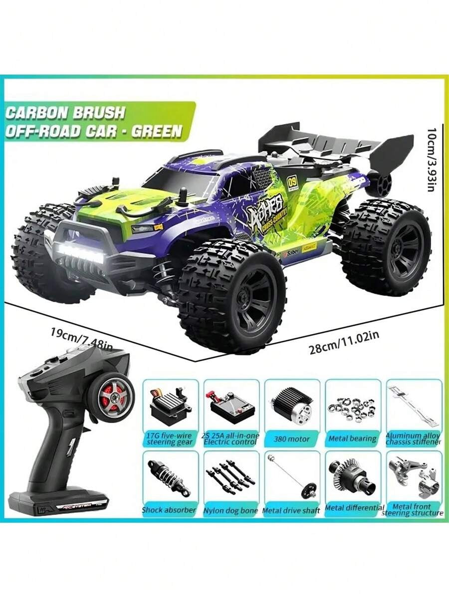 1:16 Scala Automobile da Stunt Telecomandato 4WD con LED, Drift ad Alta Velocità su Terreni Impegnativi, Veicolo RC 4x4 da Fuoristrada, Regalo di Natale