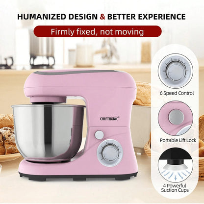 CHEFTRONIC 1 pezzo Robot da cucina, Impastatrice elettrica per uso domestico con testata inclinabile da 5,3 qt - 1300 W 6 + velocità, Impastatrice da cucina multifunzione con gancio per impasto, frusta
