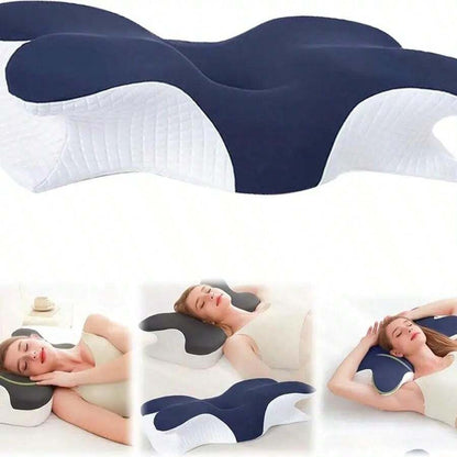 Cuscino per il collo in memory foam ergonomico, design a farfalla per supportare lato, schiena e pancia, cuscino per dormire ergonomico