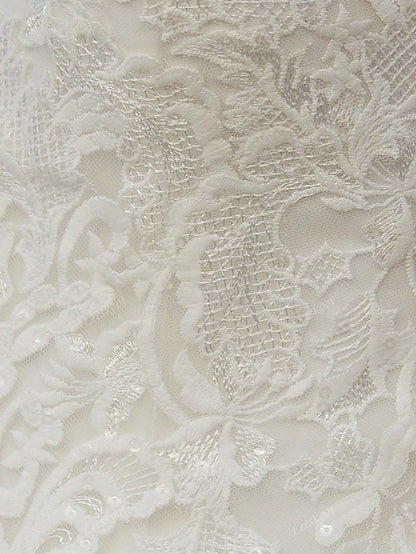 Abiti da sposa di lusso in chiffon con maniche lunghe in illusione di pizzo, abiti da sposa con scollo a V a line, abiti da sposa con cerniera sul retro